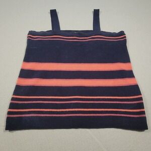 LOFT Tank Top‎ Women's Size XL Knit Striped Sleeveless Blouse Navy Coral Beachy